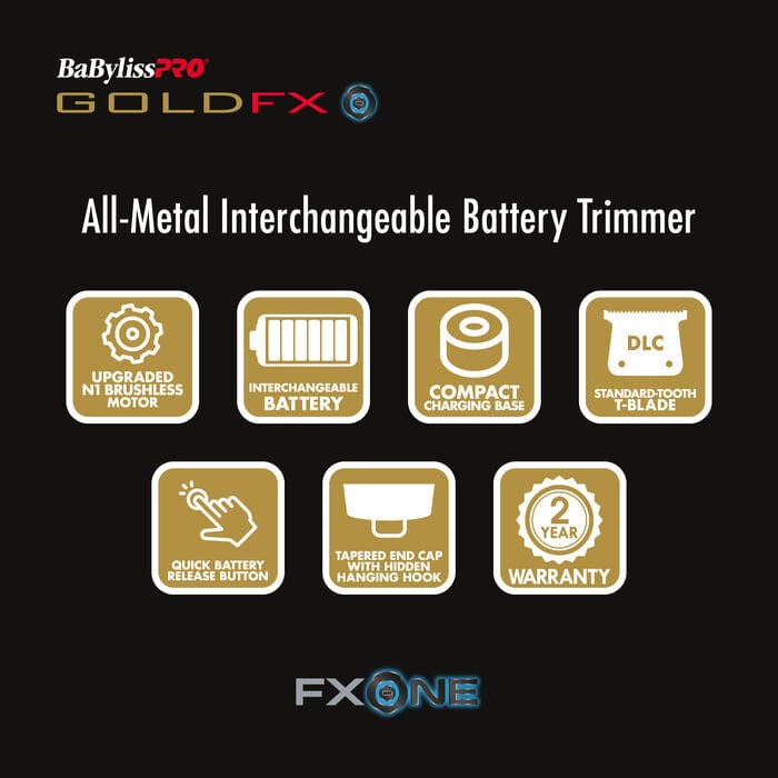 BABYLISS PRO GoldFX All-Metal Interchangeable-Battery Trimmer FX799G