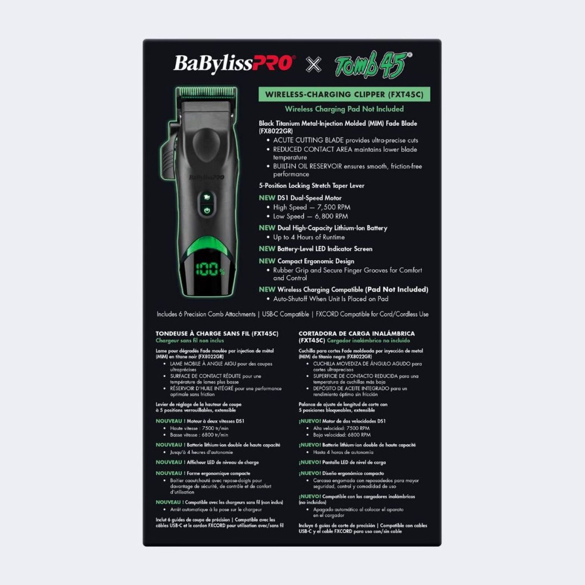 BABYLISS PRO Tomb45 Wireless-Charging Clipper