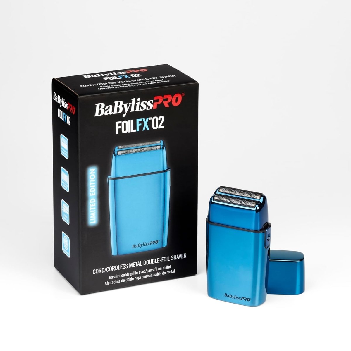 BABYLISSPRO FOILFX 02 Cord/Cordless Metal Double-Foil Shaver – Limited Edition (Blue)