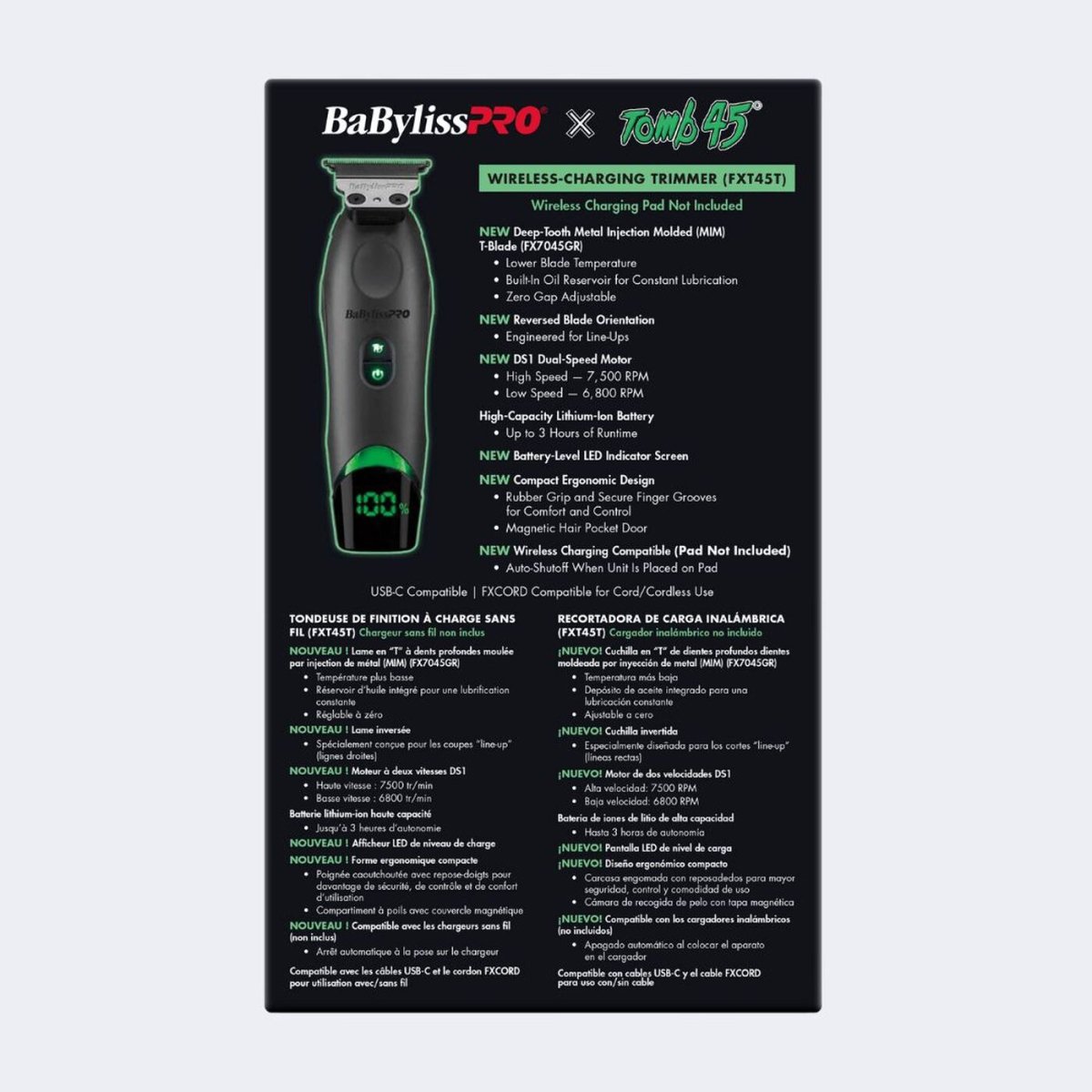 BABYLISSPRO Tomb45 FXT45T Wireless-Charging Trimmer