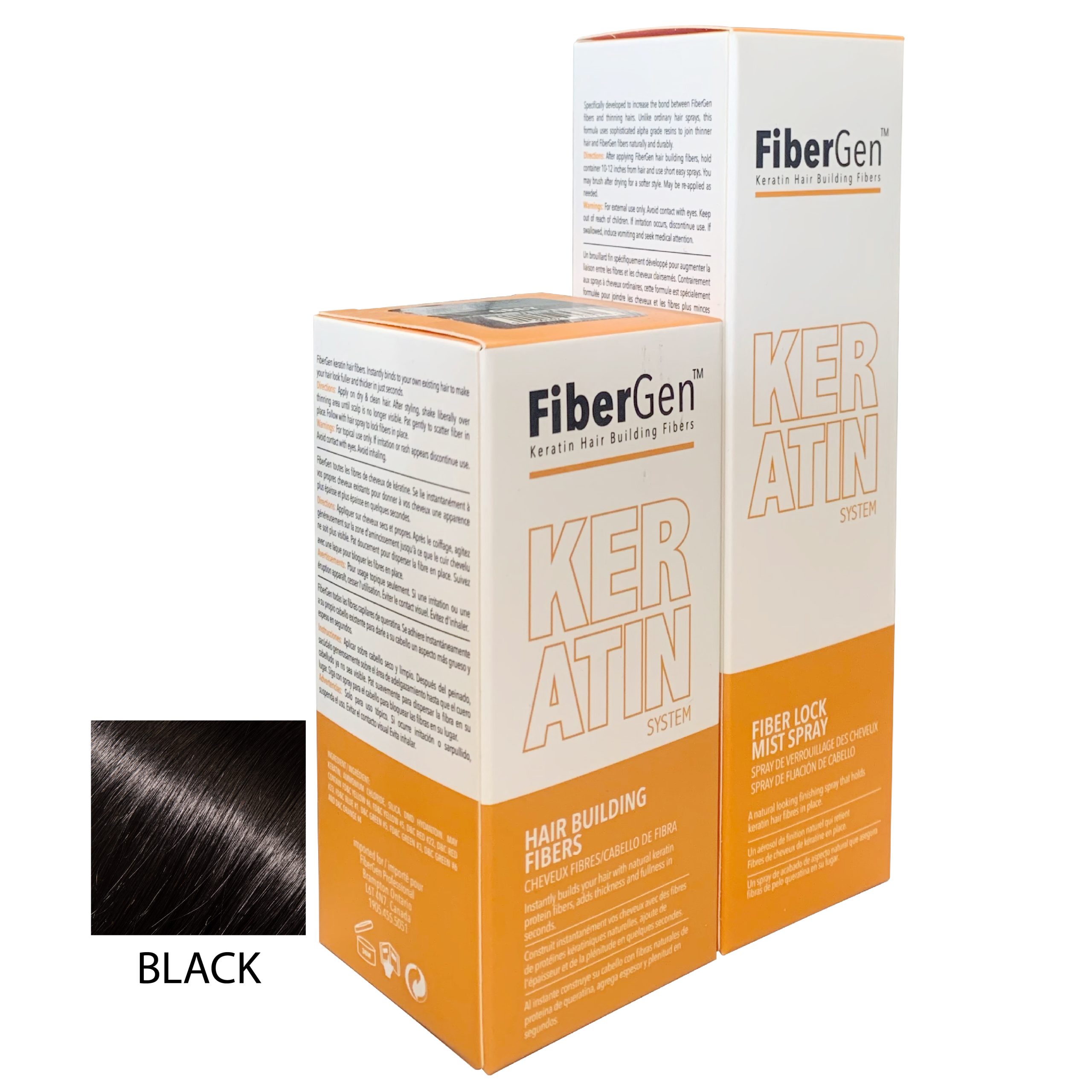 Black Keratin Hair Thickening Fibers Kit - 30g with 120ml Holding Spray